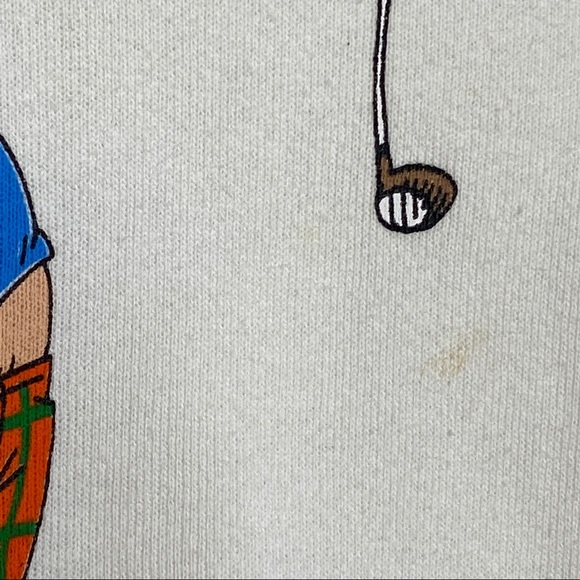 VINTAGE Jim Benton “Mr. Golf” 1989 Cartoon Fruit Of The Loom Large Sweatshirt - Picture 5 of 6